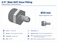 Ø10 mm – 3/4'' Male GHT Hose Barb