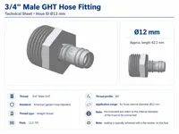 Ø12 mm – 3/4'' Male GHT Hose Barb