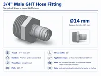 Ø14 mm – 3/4'' Male GHT Hose Barb