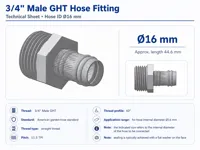 Ø16 mm – 3/4'' Male GHT Hose Barb