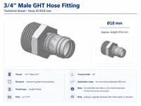 Ø18 mm – 3/4'' Male GHT Hose Barb