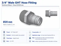 Ø20 mm – 3/4'' Male GHT Hose Barb