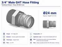 Ø24 mm – 3/4'' Male GHT Hose Barb