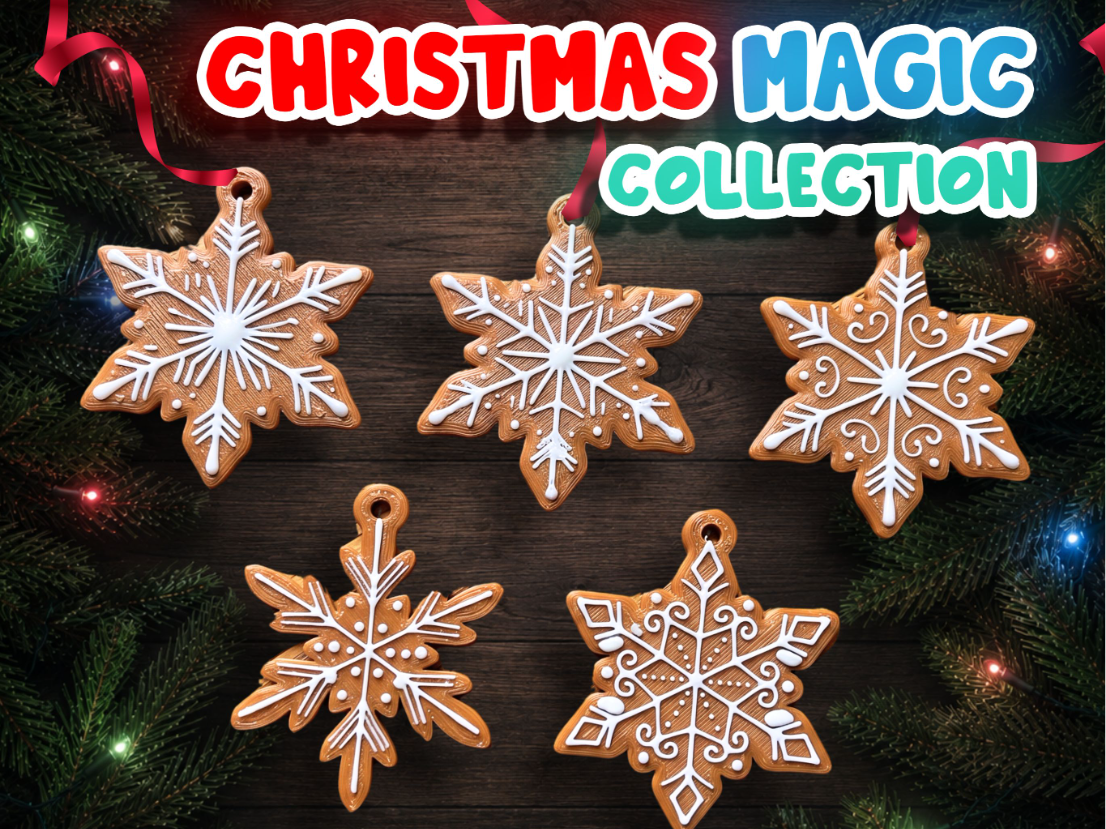 Christmas gingerbread snowflakes