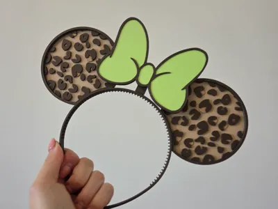 Animal Print Minnie Bow Headband Ears