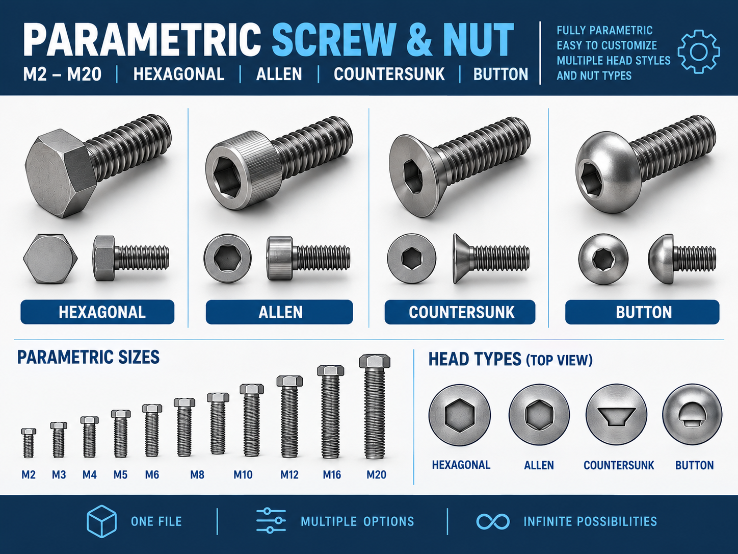 Parametric Screw and Nut Generator M2-M20 - 1