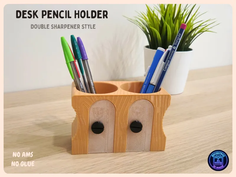 Desk Pencil Holder – Double Sharpener Style