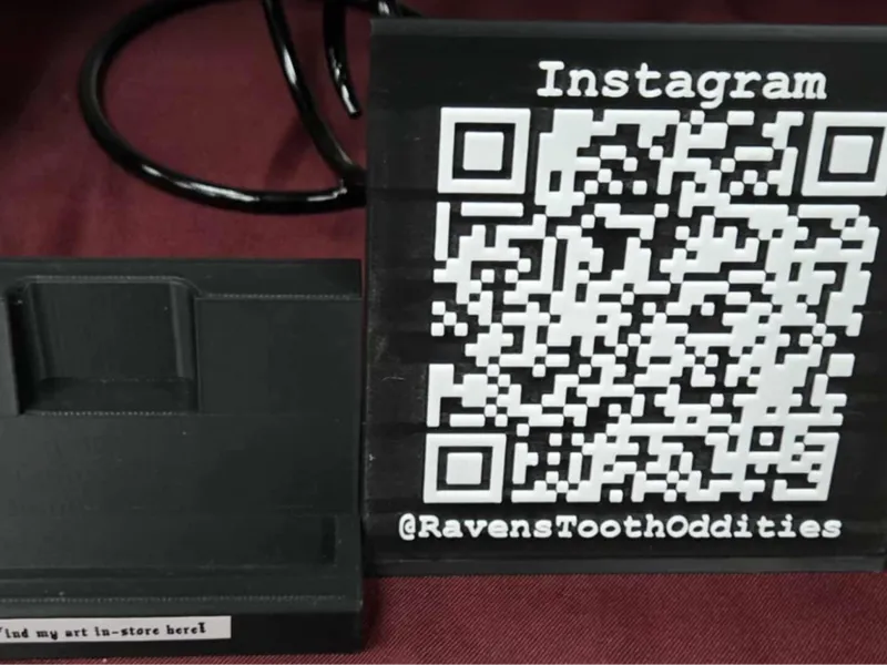 QR Code Stand W/ Business Card Holder