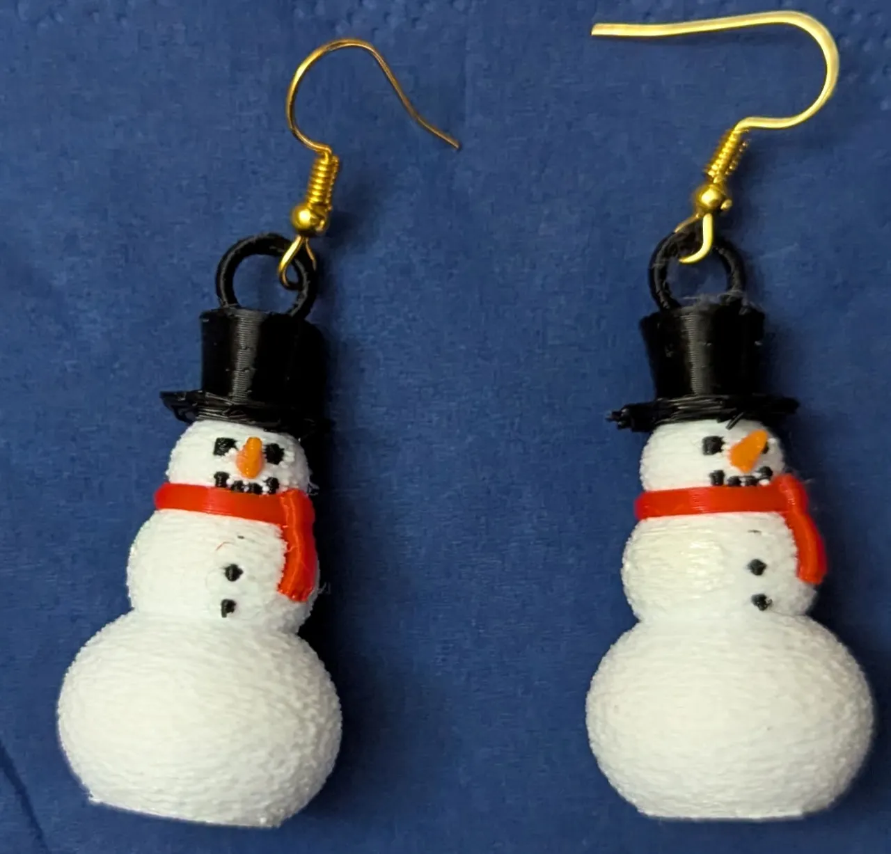 3D Snow man festive christmas earrings view 2