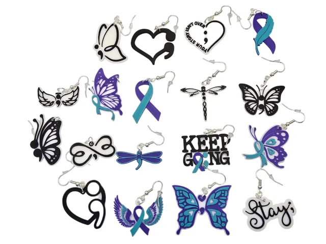 18 Suicide Awareness Ribbon Earrings