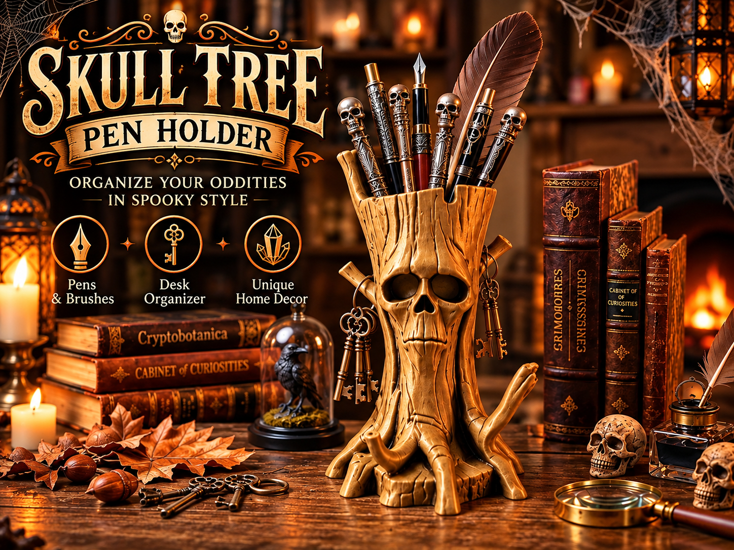Skull Tree Pen Holder & Desk Organizer 3D model