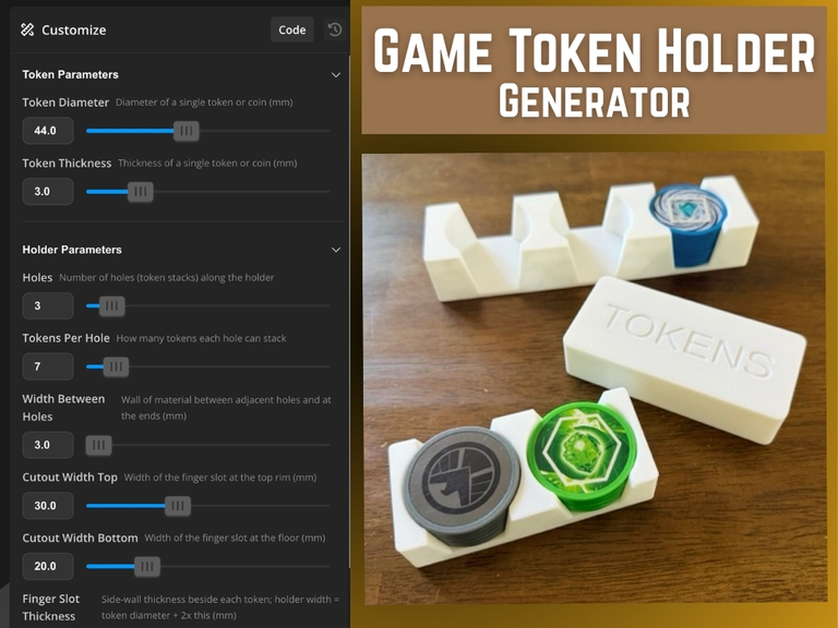 Customizable Game Token Holder (circular tokens)