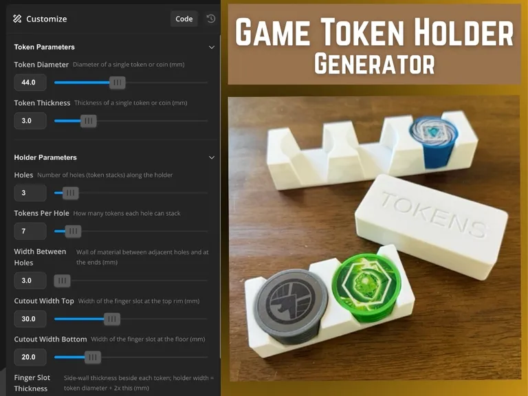Customizable Game Token Holder (circular tokens)
