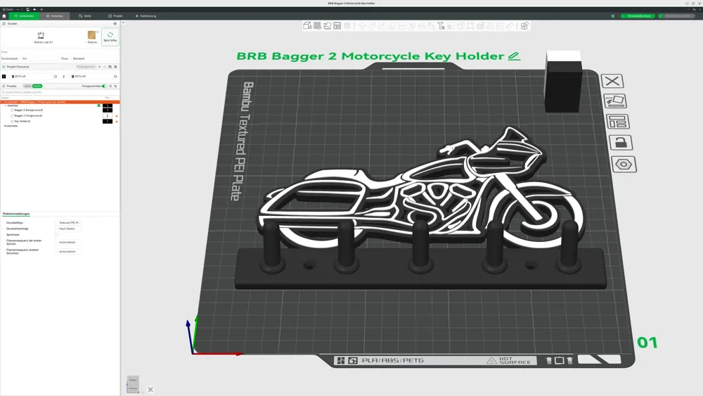 Bagger | Motorcycle - Key holder - Free 3D Print Model - MakerWorld