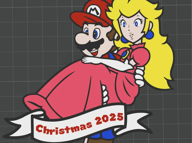 Mario and Peach Christmas Ornament