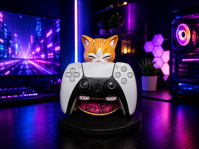 Anime Cat PS5 Controller & Phone Holder