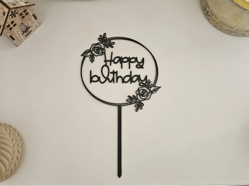 Rose Happy Birthday Cake Topper