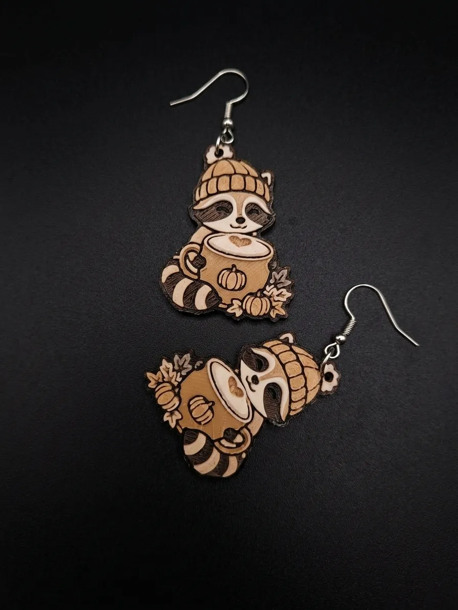 Mini Raccoon raccoon earrings hueforge - Free 3D Print Model - MakerWorld