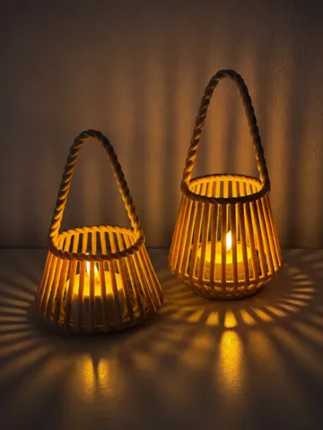 Accesorio de iluminación decorativa: Woven Candle Basket Set – Rattan Style — vista de referencia 2