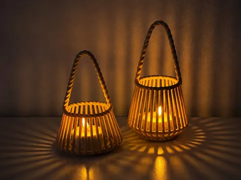 Accesorio de iluminación decorativa: Woven Candle Basket Set – Rattan Style — referencia de MakerWorld