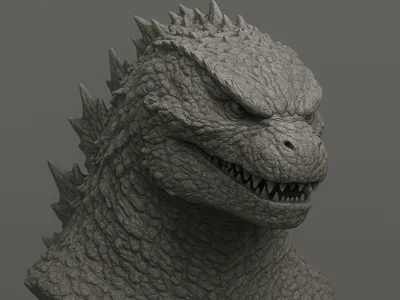 Godzilla Bust Statue High Detail