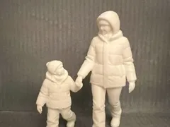 mom and boy walk