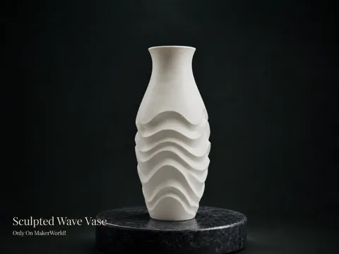 Jarrón decorativo: Sculpted Wave Vase — referencia de MakerWorld