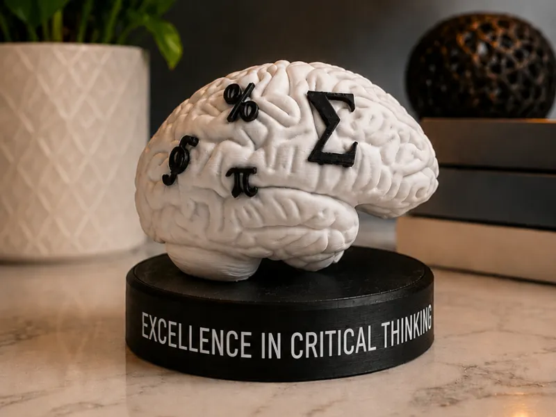 Brain Trophy with Math Symbols