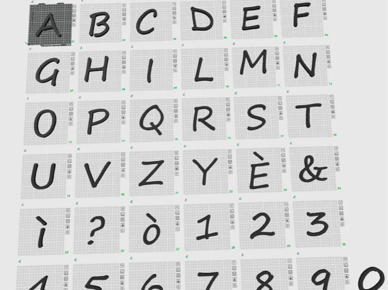 Lettere dell'alfabeto alte 1cm 