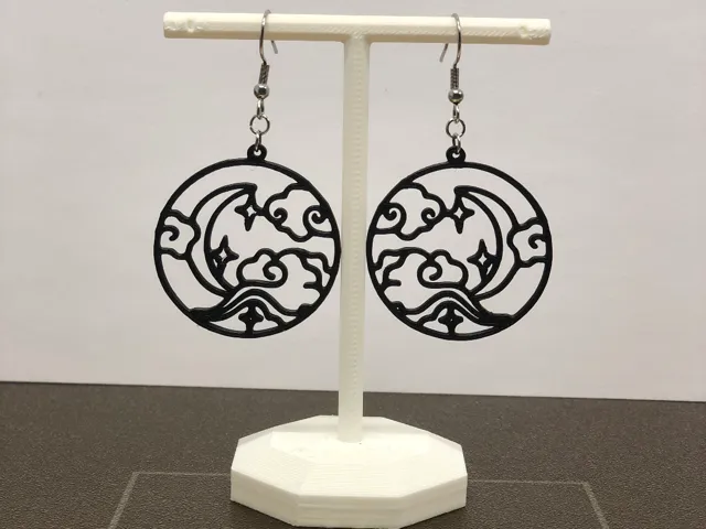 Moon and clouds earrings no AMS, 0.4 mm nozzle