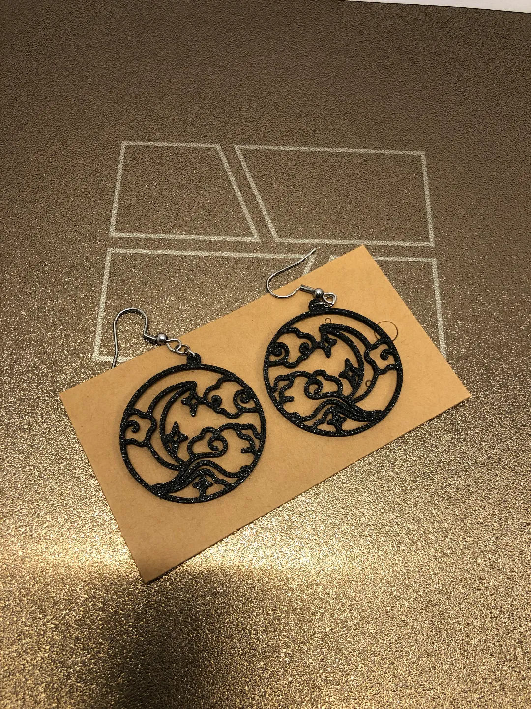 Moon and clouds earrings no AMS, 0.4 mm nozzle view 2