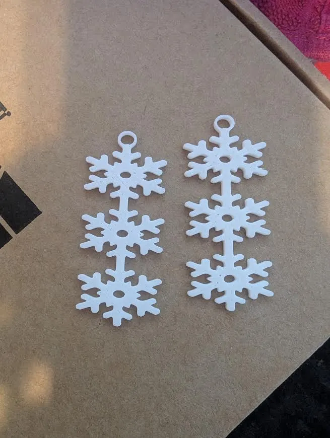 Snowflake earrings view 2