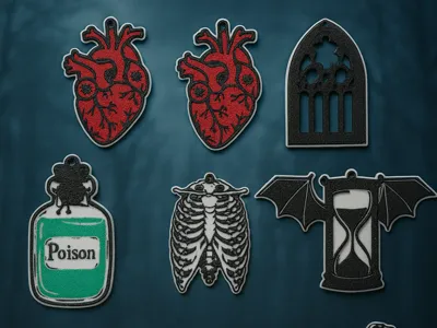 Gothic Charm Keychain Set – Multicolor Designs
