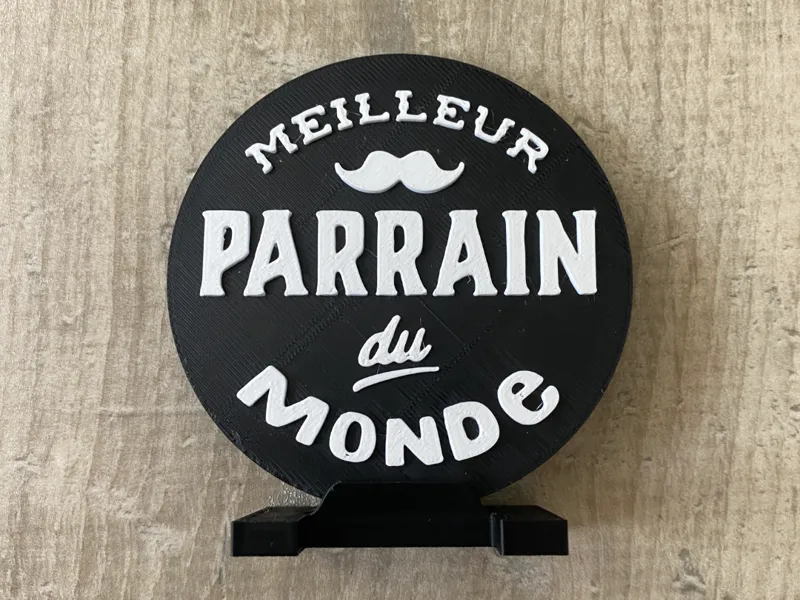 Pancarte meilleur parrain avec socle
