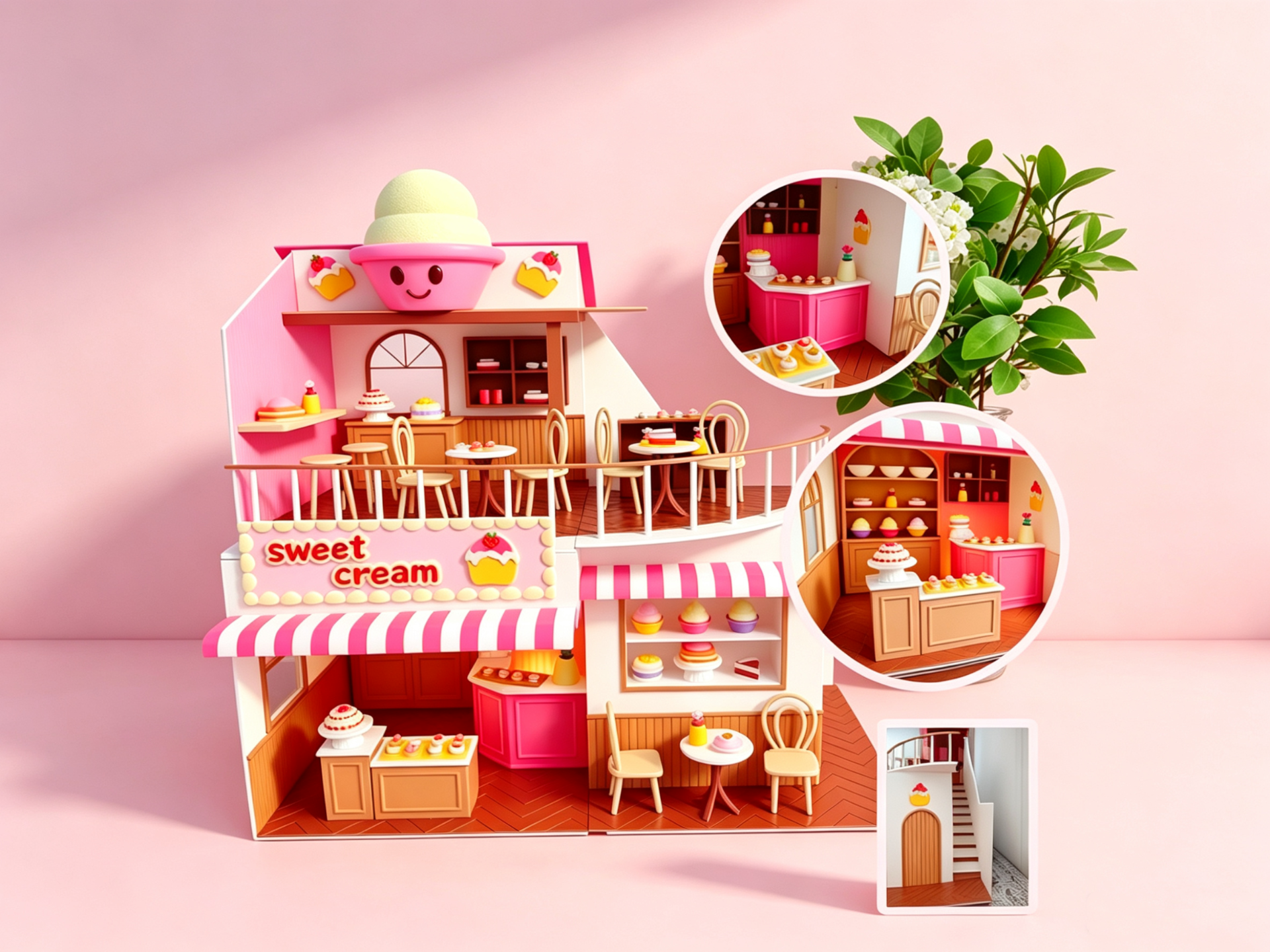 童趣甜品蛋糕店 微缩景观 温暖治愈甜蜜奶油 娃娃屋 手办房屋 细节丰富