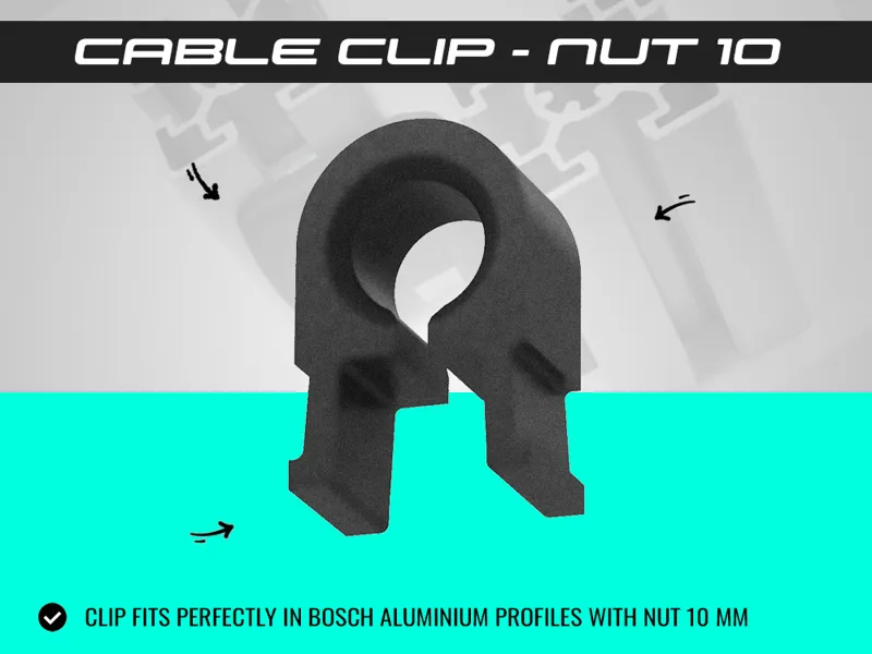 Cable Clip 6 mm for Aluminium Profiles with Nut 10