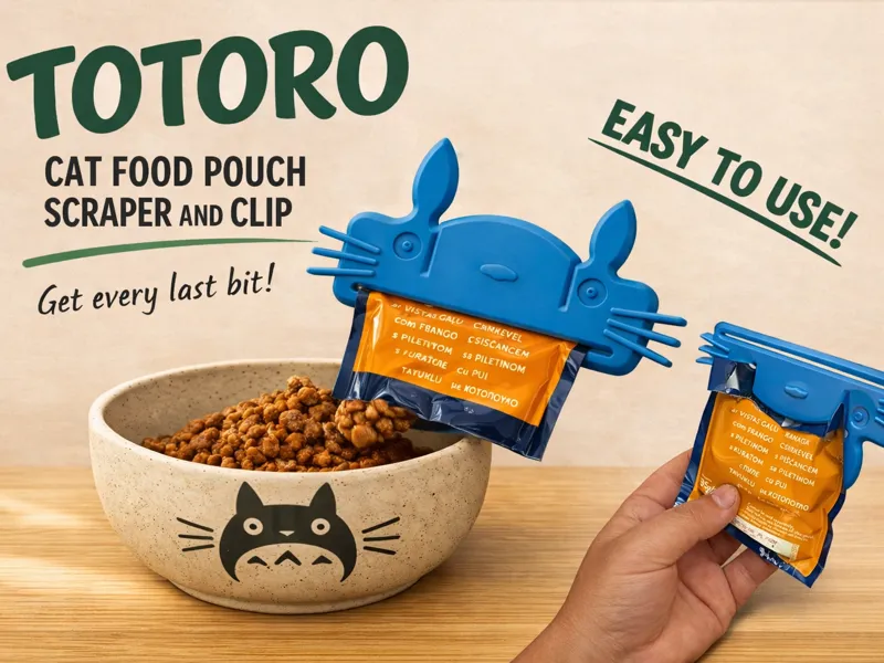 Totoro inspired Cat Food Pouch Scraper And Clip