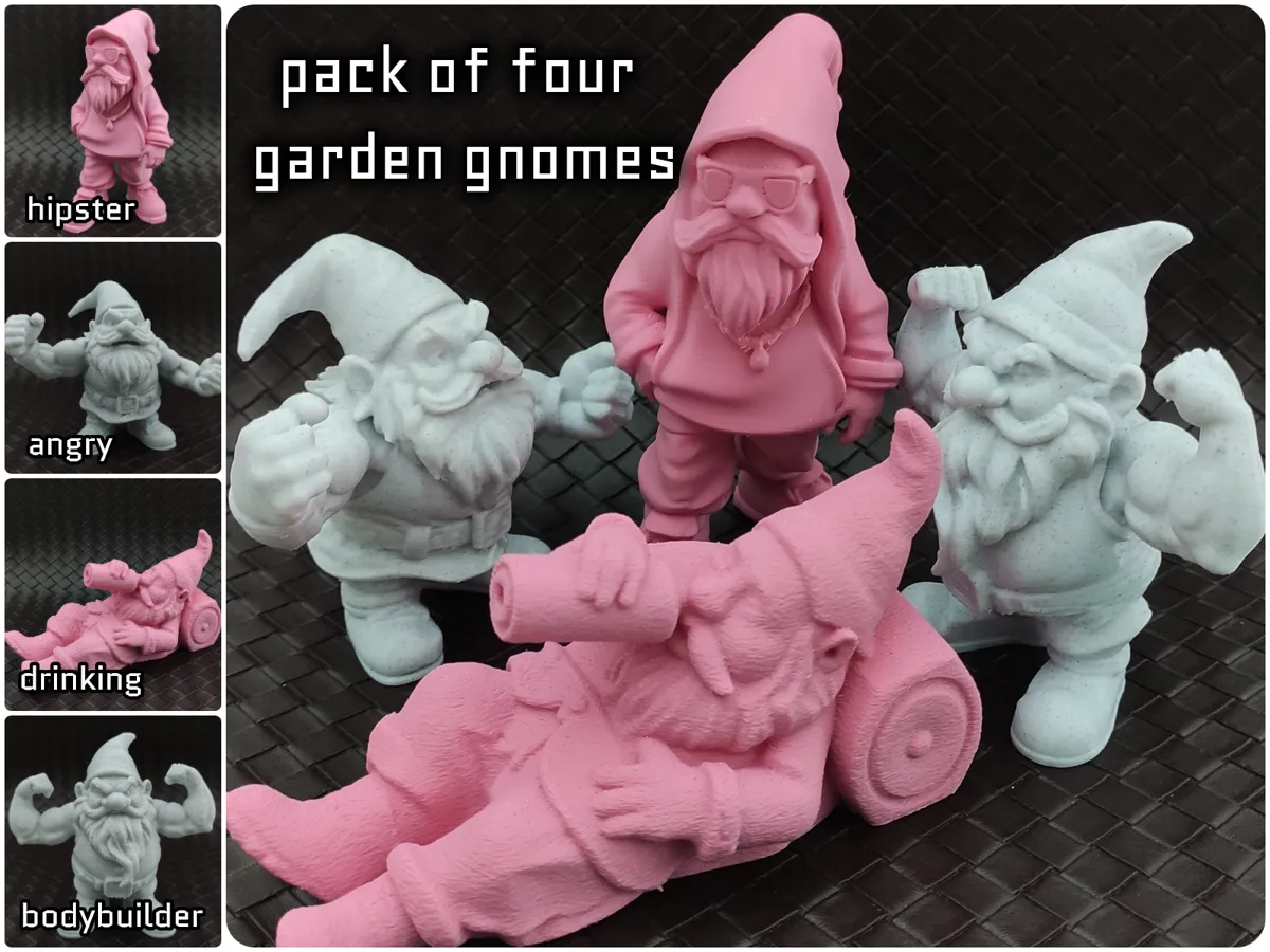 Lot de quatre nains de jardin