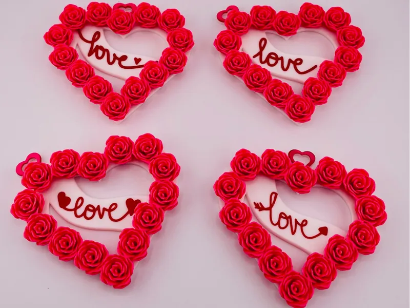 Valentine's Day Rose Ornament Set of 4