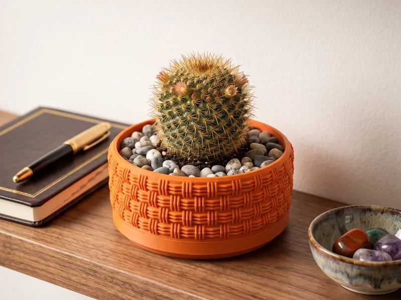 Elegant Basket Weave Planter - 120 mm