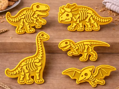 Dinosaur Fossil Cookie Cutter 5 Models+Handle