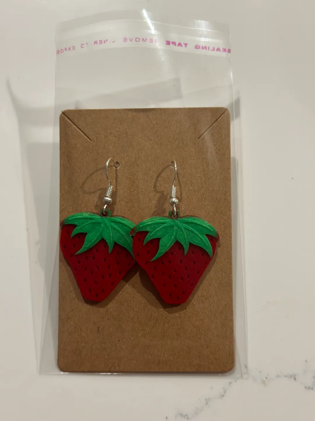 Strawberry earrings view 2