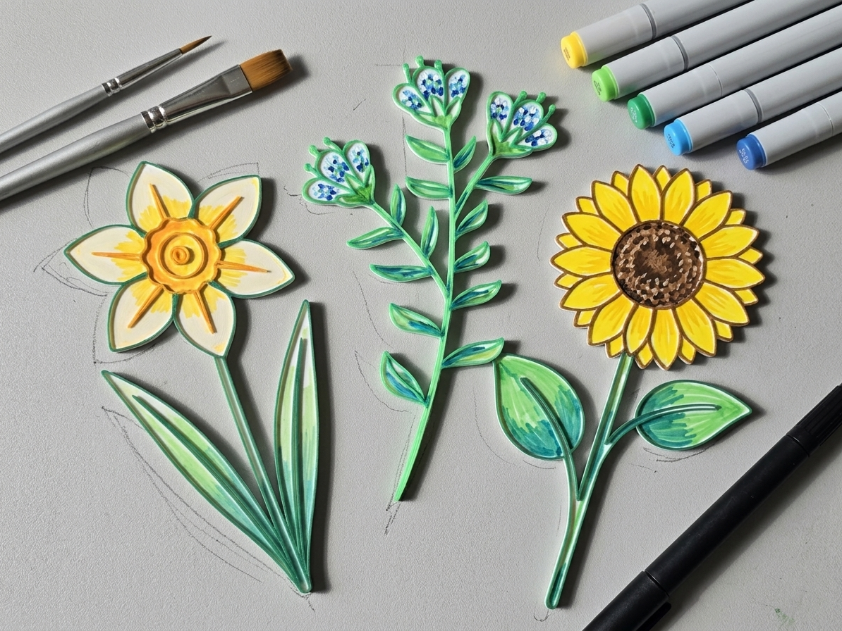 Beautiful Flower Coloring Set