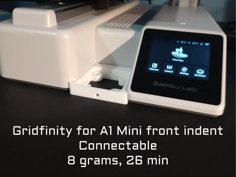 Gridfinity for A1 Mini front indent - Connectable