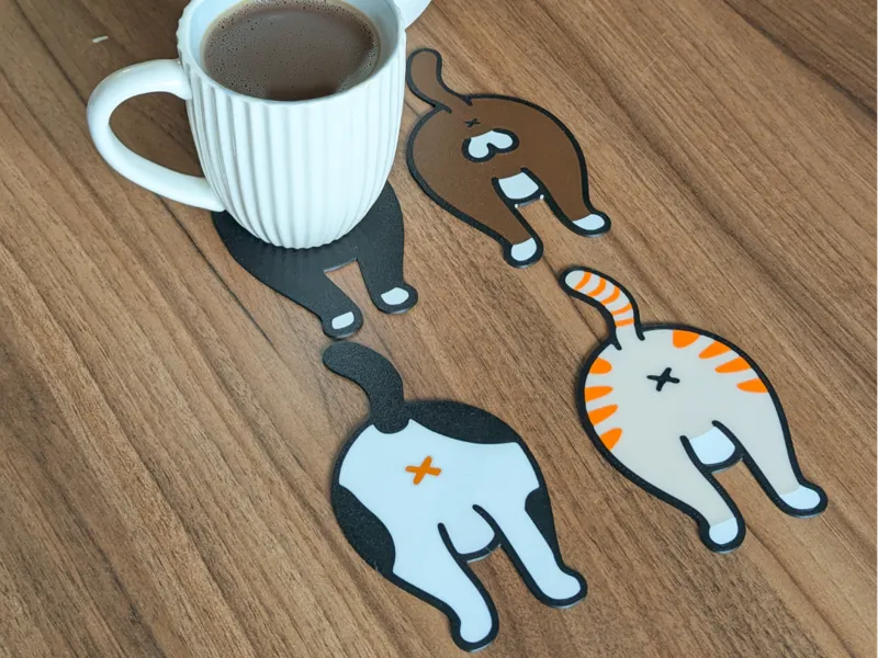 Cat's Butt Coasters - 4 Purr...fect Designs!