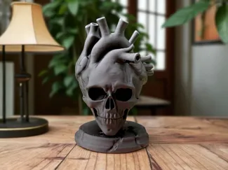 Skull Heart Skulptur – 3D Druck