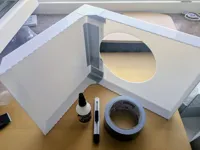 Model split into two parts for smaller printers, no screws