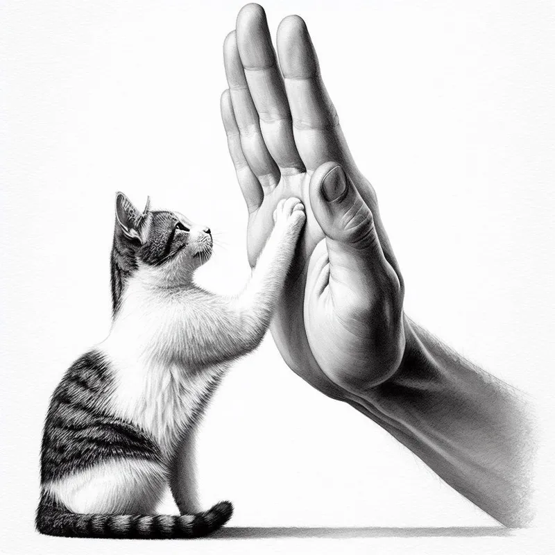 Cat and human high five Hueforge