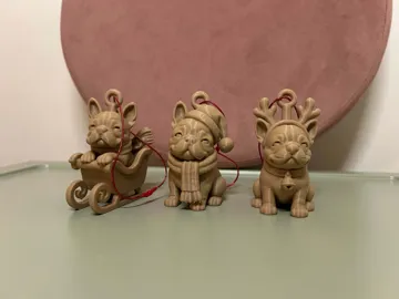 Modelo para impresión 3D: Christmas Frenchie Ornaments — vista de referencia 2