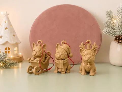 Modelo para impresión 3D: Christmas Frenchie Ornaments — referencia de MakerWorld